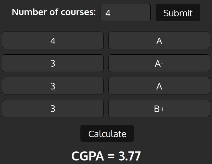 CGPA Calculator